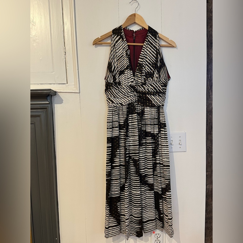 Victor Costa Striped Black and White  Dress